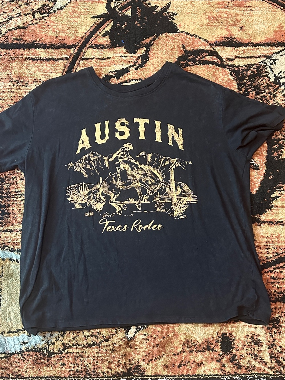 Austin Texas Rodeo Graphic Tee - Black with yellow Print